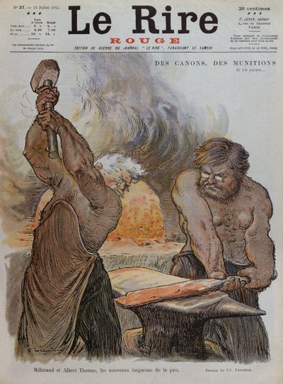 Alexandre Millerand und Albert Thomas als Schmiede, die Frieden schmieden, Titelillustration aus 